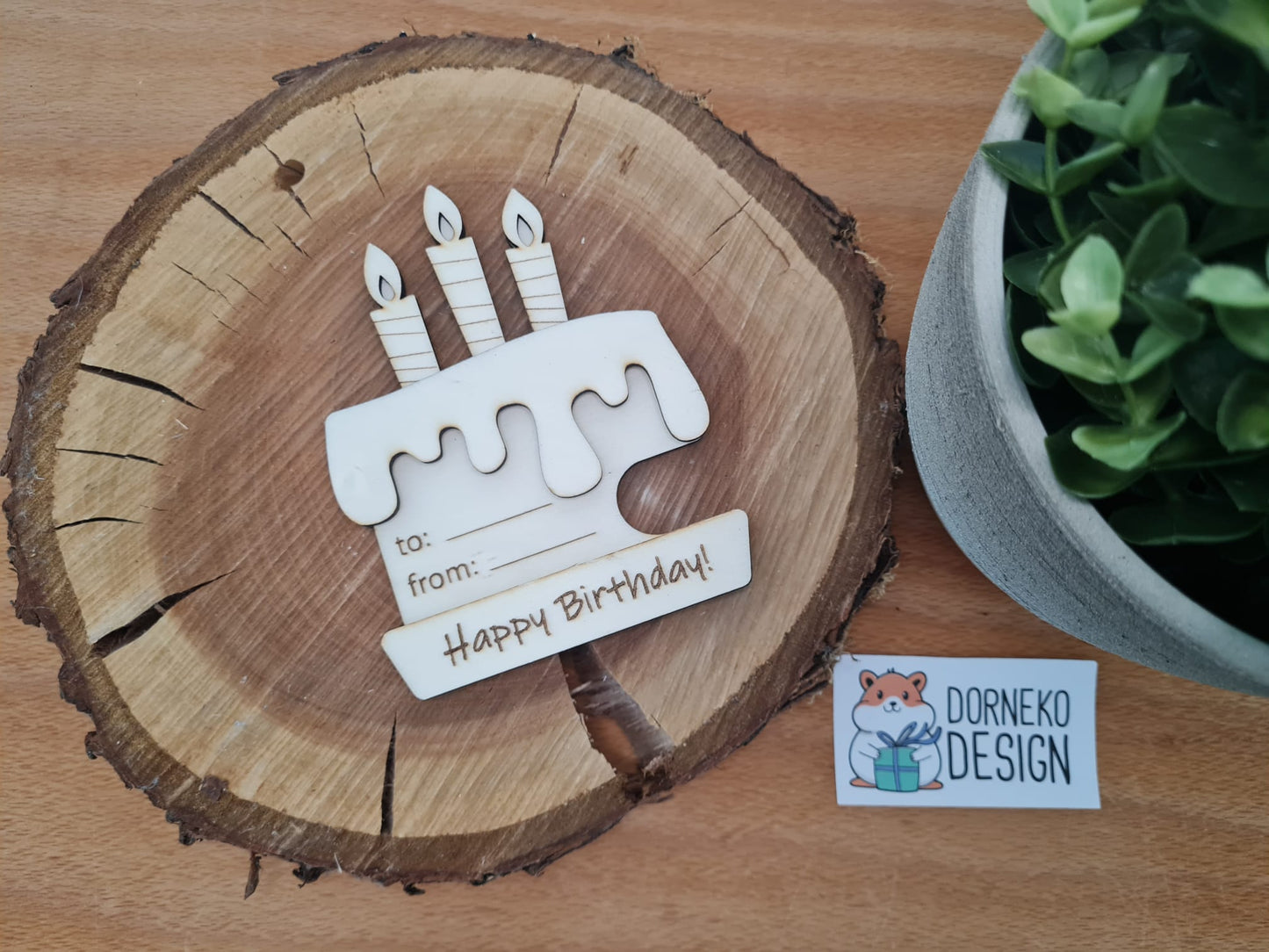 Geburtstagskuchen Geschenkeverpackung aus Holz für Geldgeschenk / Gutschein
