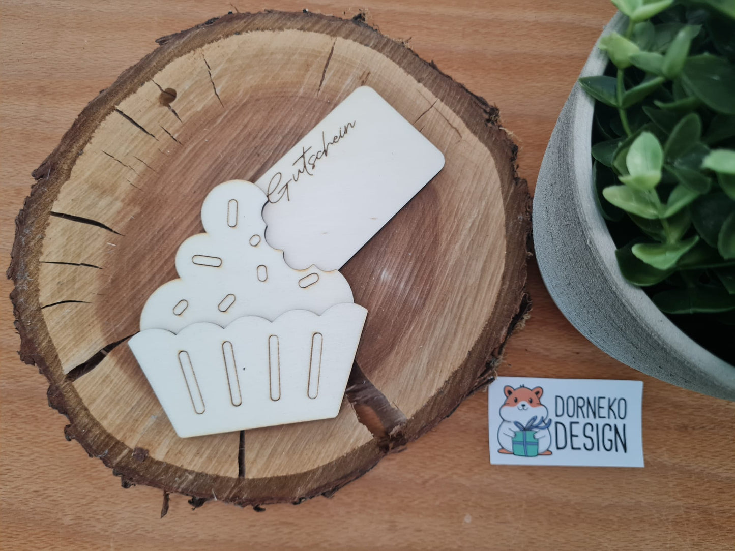 Muffin Geschenkeverpackung aus Holz für Geldgeschenk / Gutschein