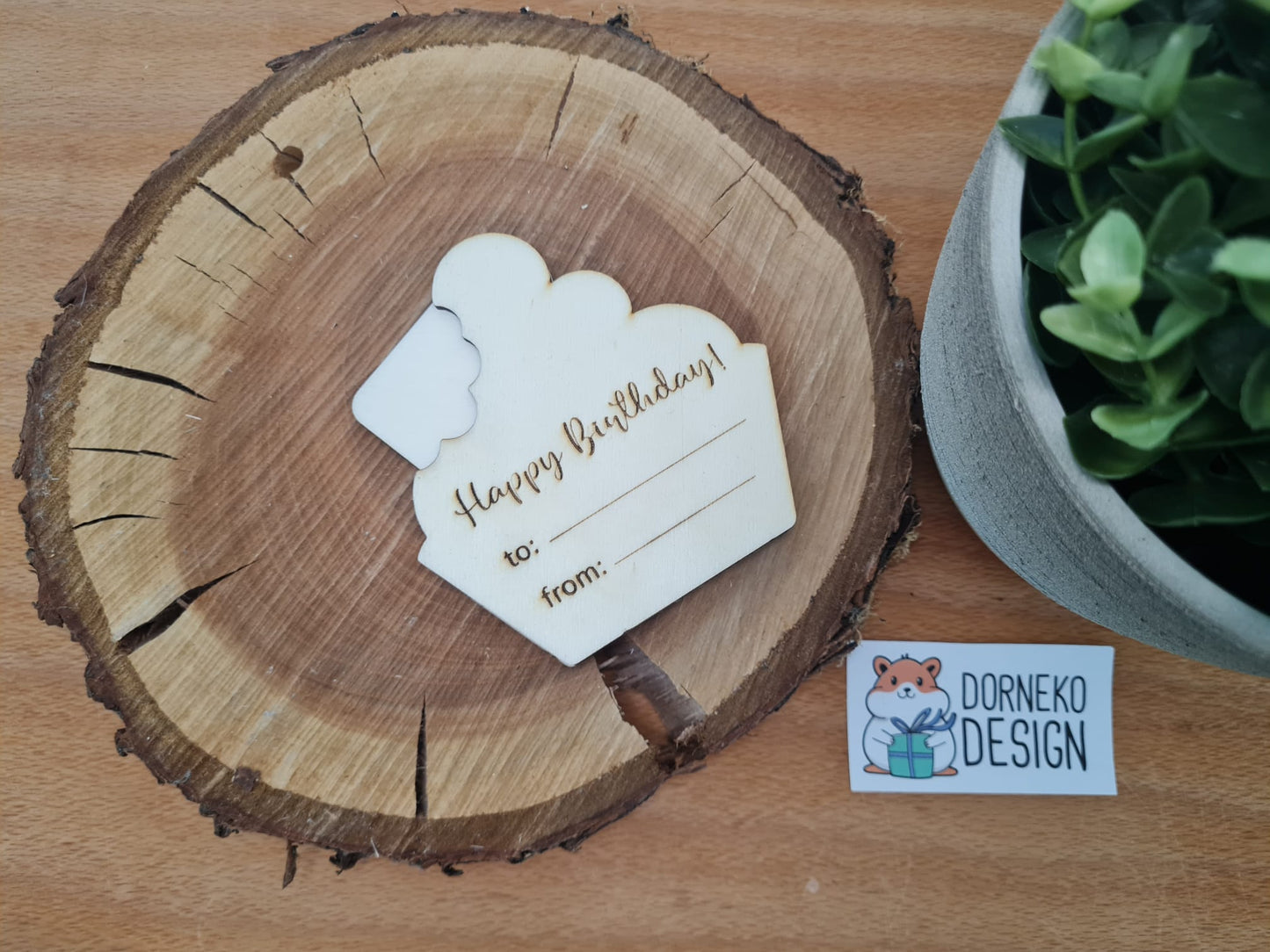 Muffin Geschenkeverpackung aus Holz für Geldgeschenk / Gutschein