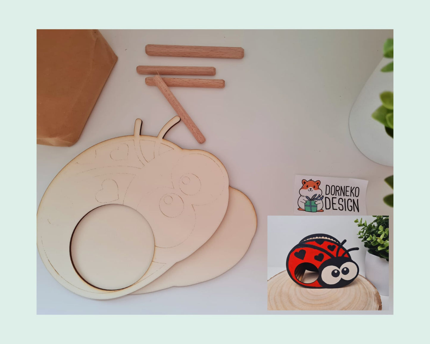 BAUSATZ Holzversteck  *Marienkäfer* für Kleinnager