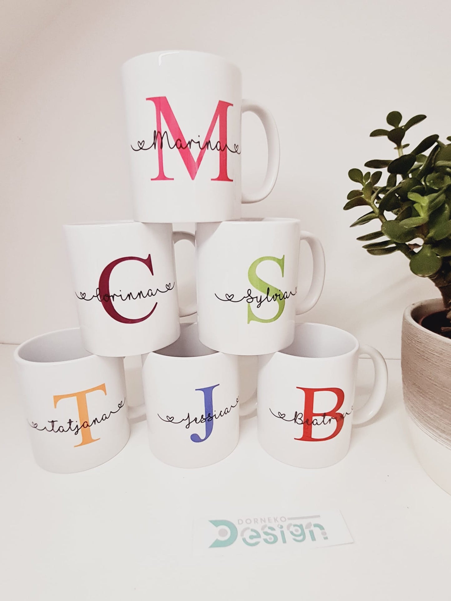 Bedruckte Tasse mit Namen Herz