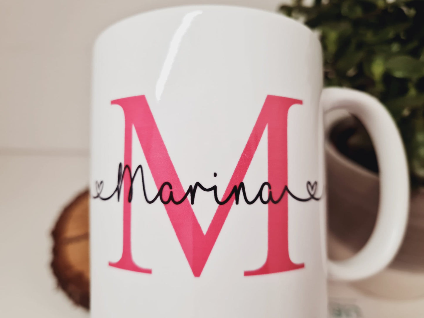 Bedruckte Tasse mit Namen Herz