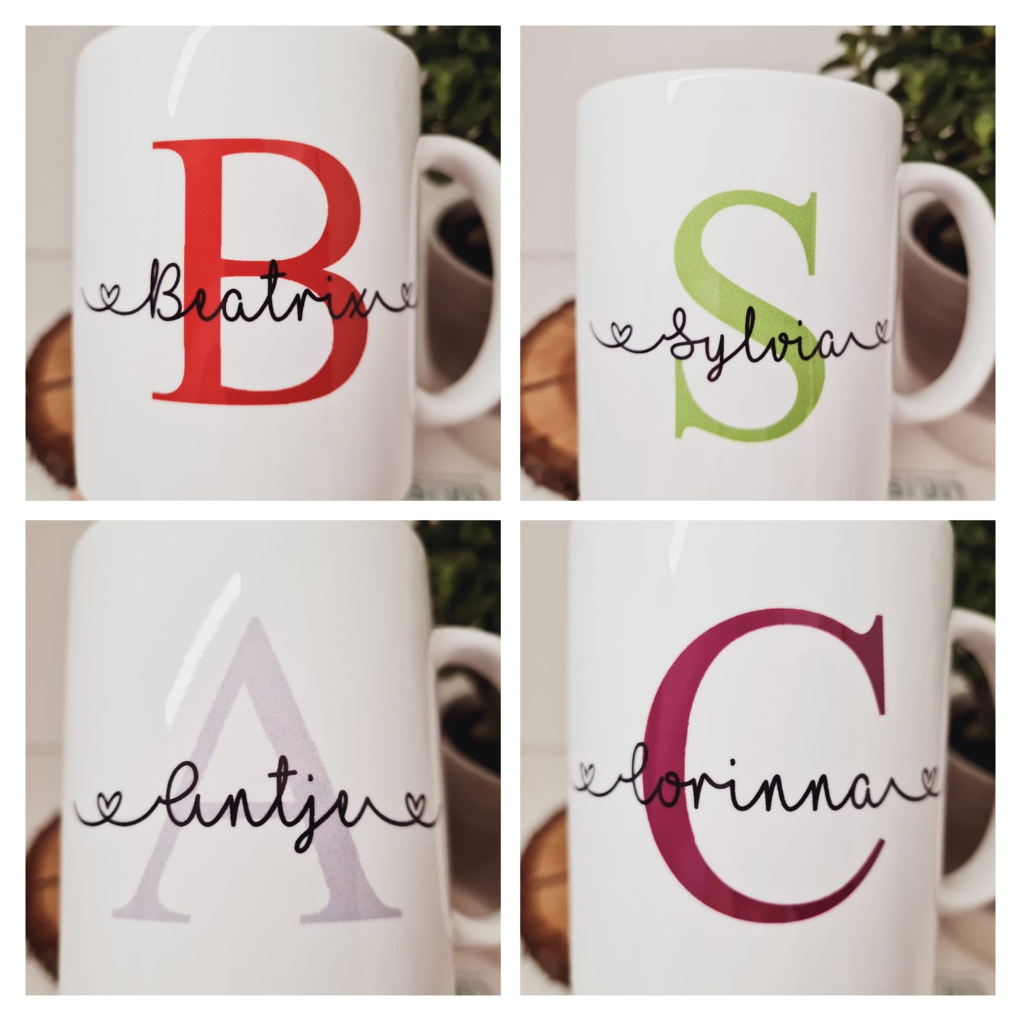 Bedruckte Tasse mit Namen Herz