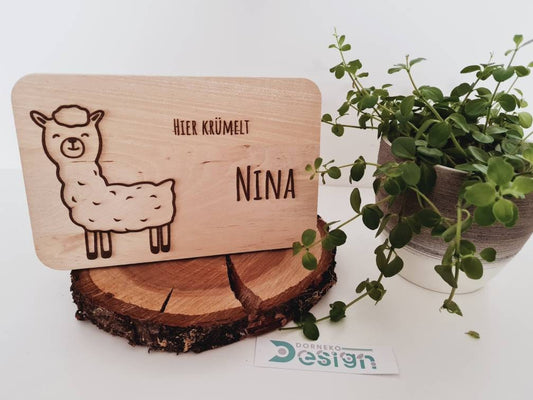 Alpaka - Holzbrettchen mit personalisierter Gravur