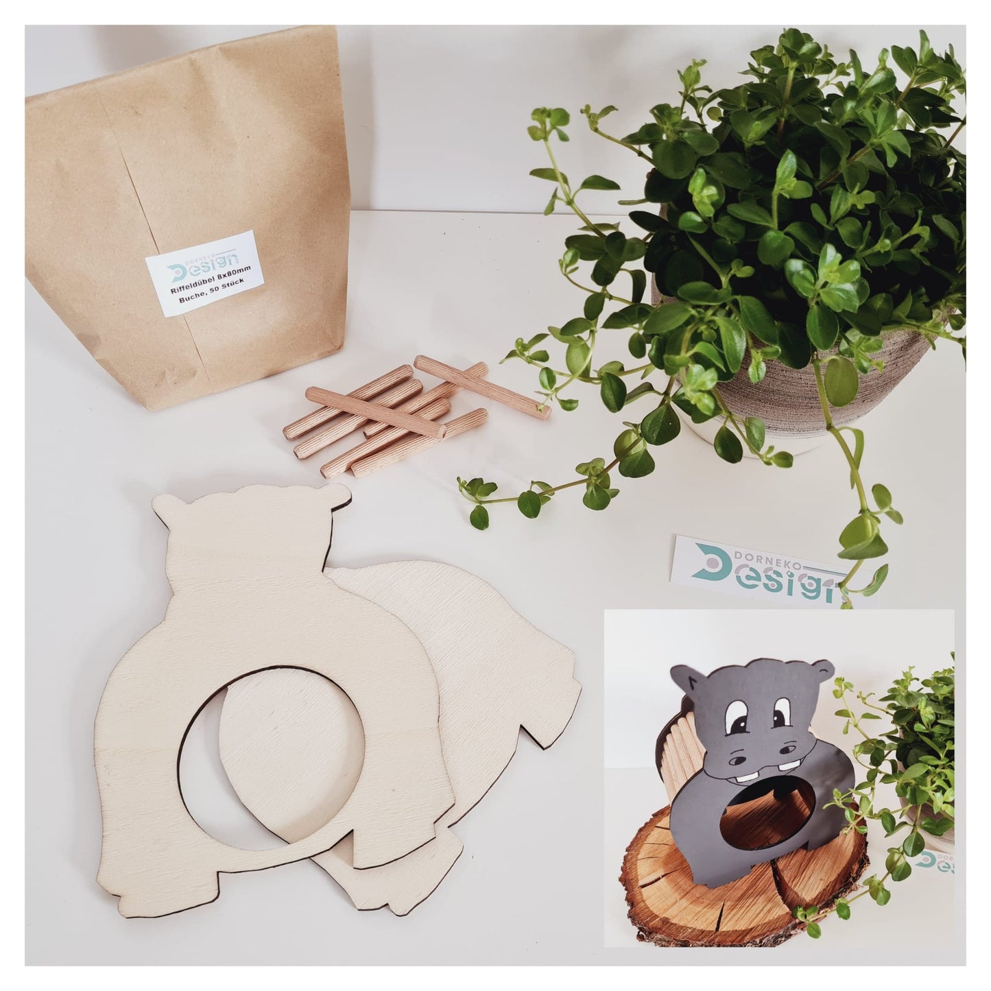 BAUSATZ Holzversteck *Nilpferd* für Kleinnager