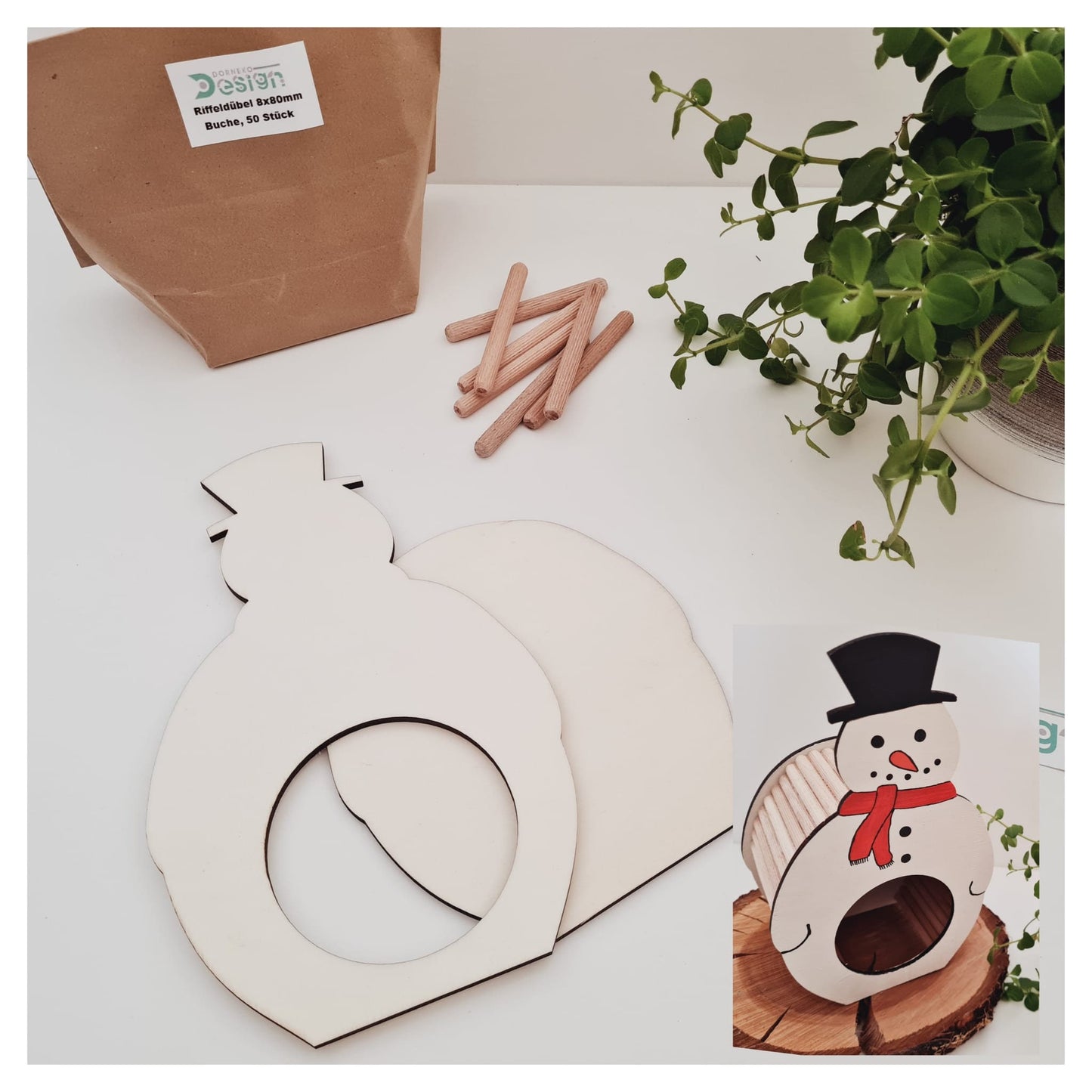 BAUSATZ Holzversteck *Schneemann* für Kleinnager