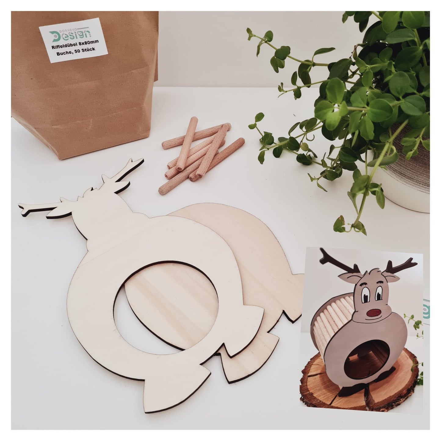 BAUSATZ Holzversteck *Rentier* für Kleinnager