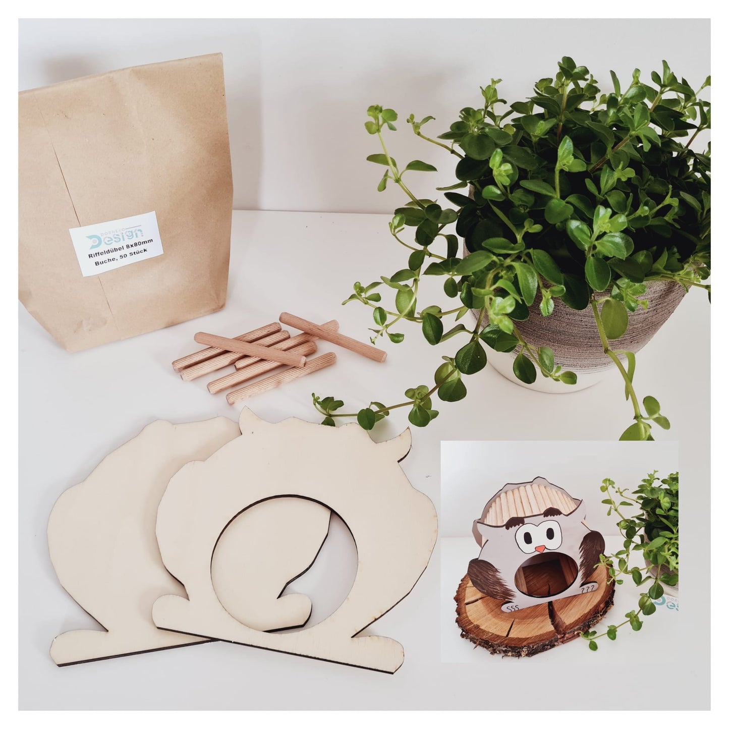 BAUSATZ Holzversteck *Eule* für Kleinnager