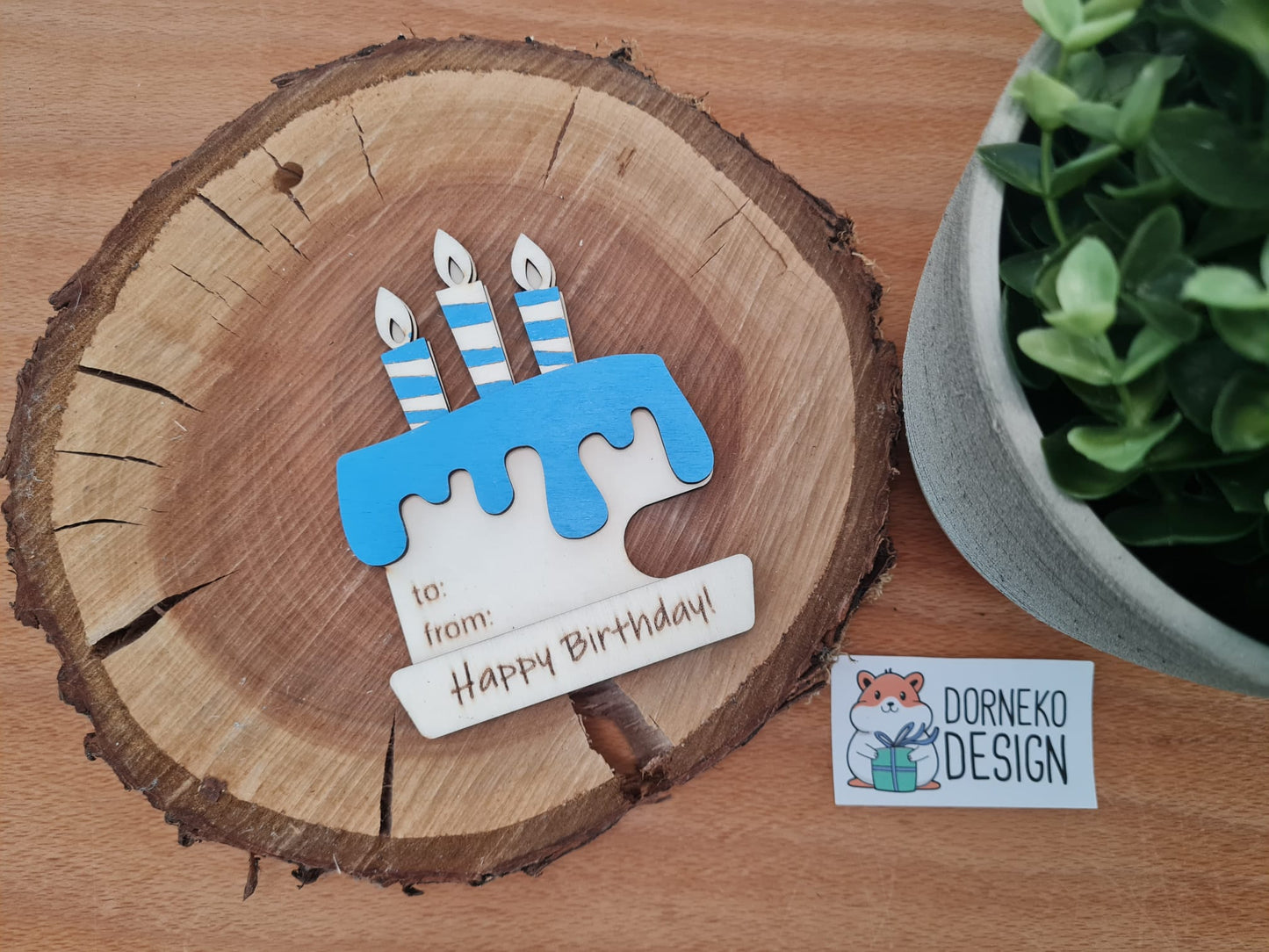 Geburtstagskuchen Geschenkeverpackung aus Holz für Geldgeschenk / Gutschein
