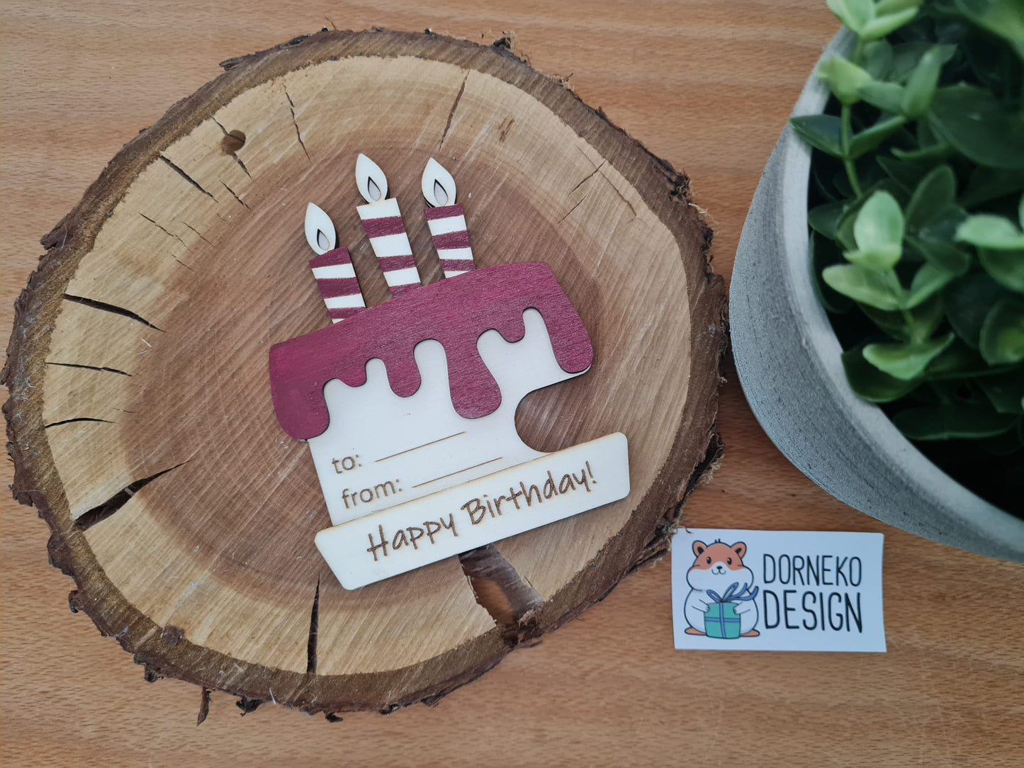 Geburtstagskuchen Geschenkeverpackung aus Holz für Geldgeschenk / Gutschein