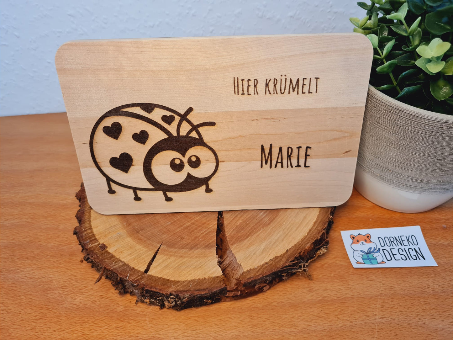 Marienkäfer - Holzbrettchen mit personalisierter Gravur