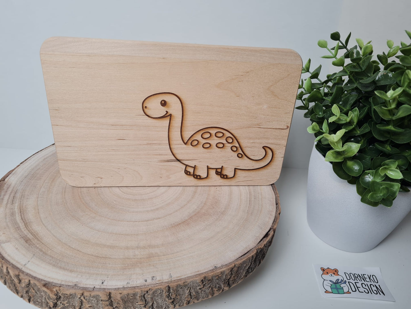 Dino Brontosaurus- Holzbrettchen mit personalisierter Gravur