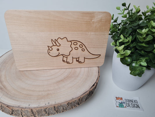 Dino Triceratops- Holzbrettchen mit personalisierter Gravur