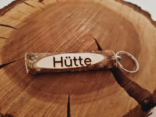 Schlüsselanhänger Holzstämmchen mit Ring *Personalisierbar!*