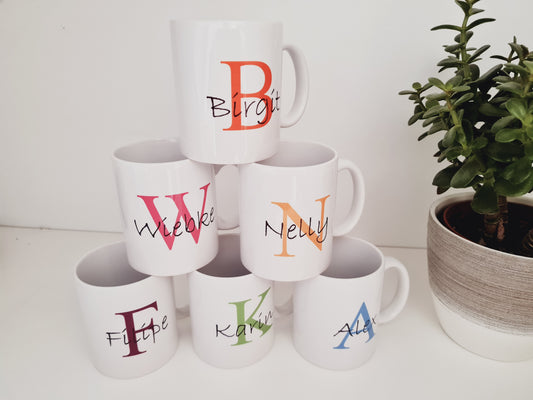 Bedruckte Tasse mit Namen ohne Herzen