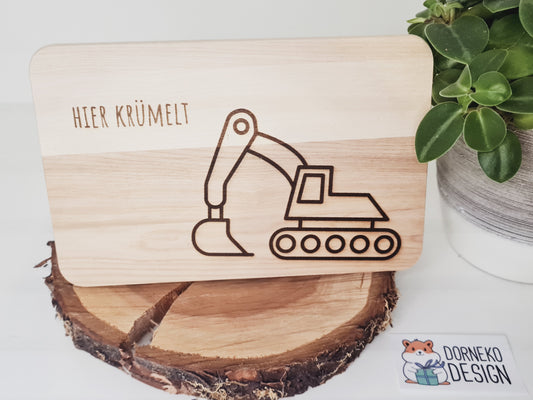 Bagger - Holzbrettchen mit personalisierter Gravur