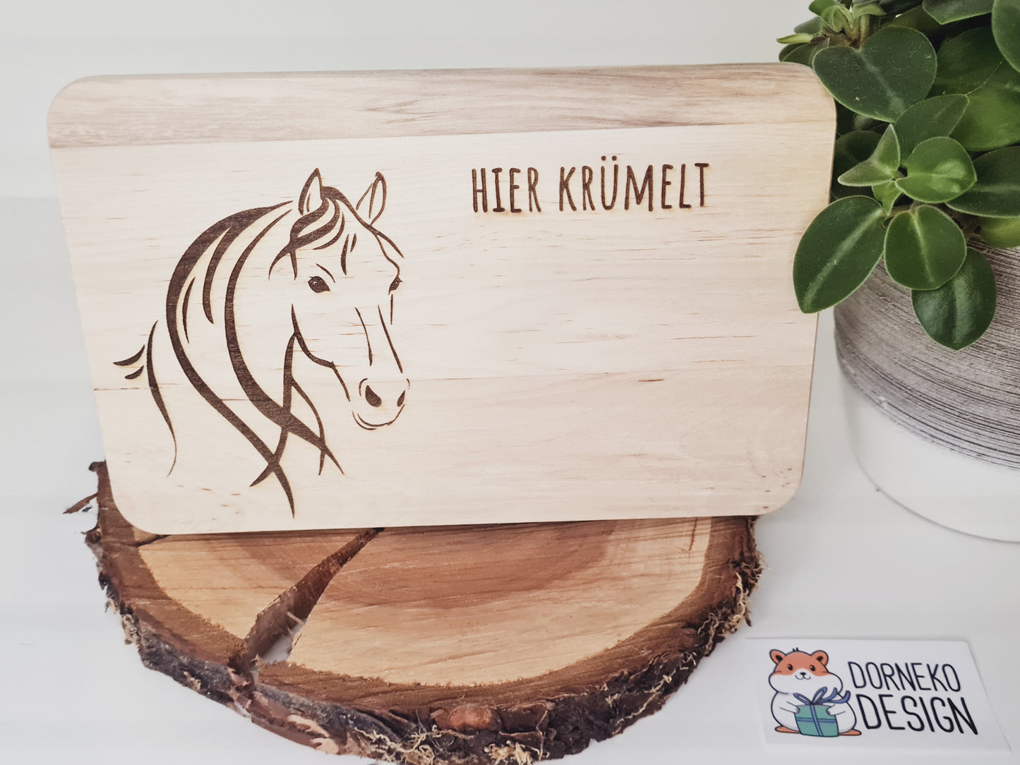 Pferdekopf - Holzbrettchen mit personalisierter Gravur