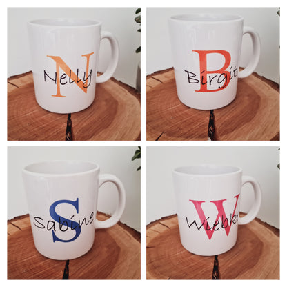 Bedruckte Tasse mit Namen ohne Herzen