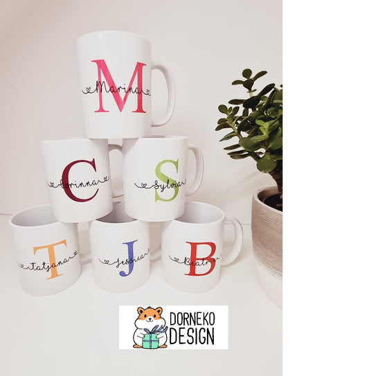 Bedruckte Tasse mit Namen Herz