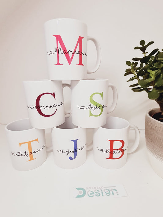 Bedruckte Tasse mit Namen Herz