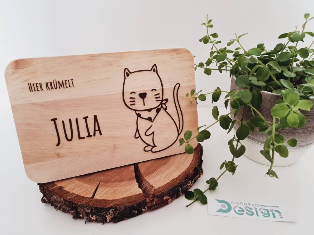 Katze - Holzbrettchen mit personalisierter Gravur